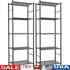 5-Tier Wire Shelving Unit Adjustable Storage Rack Compact Space Saver Heavy Duty