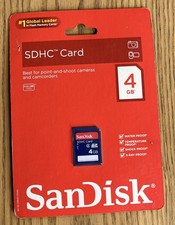 New Sandisk SDHC Secure Digital High Capacity Card 4GB Class 4 Camera Camcorder