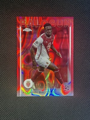 Folarin Balogun 2024-25 Topps Chrome UCC Red Lava Refractor /5 Monaco USA