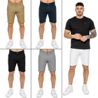 Mens Plain Shorts Enzo Casual Cotton Stretch Summer Slim Fit Half Pants