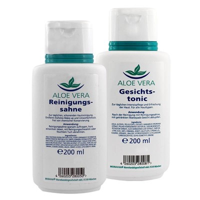 Moravan Aloe Vera Reinigungsset: Reinigungssahne und Reinigungstonic je 200 ml