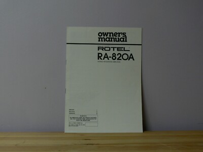 Rotel  RA-820A   Bedienungsanleitung