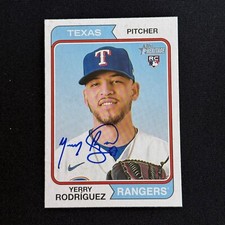 YERRY RODRIGUEZ Signed Autograph 2023 Topps Heritage Baseball Card Rangers #320