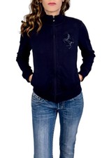 Vintage Ferrari Spa Signature Navy Embroidered Long Sleeve Zip Up Jacket Size S