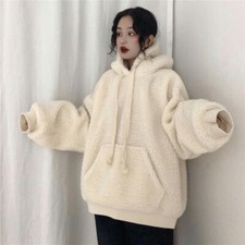 Womens Hooded Sweatshirt Fleece Hoodies Jumper Tops Pullover Loose Baggy Classic