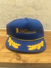 Vtg Illinois Script Spellout Abraham Lincoln Scrambled Eggs Rope Mesh Hat - NEW