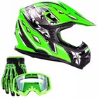 Youth Green Motocross Helmet Green Gloves Goggles Kids Combo ATV UTV Riding Gear