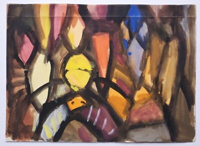 Gemälde Aquarell Abstrakt Farbflächen Komposition Gerda Henning Nachlass
