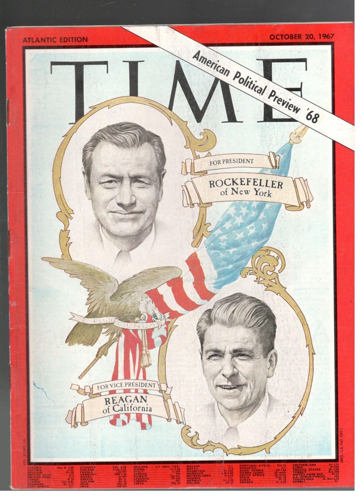 American Political Preview '68 Rockefeller Reagan Time Magazine 1967 October 20