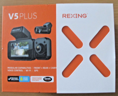 Rexing -V5 Plus 3-Channel 4K Dash Cam 3'' LCD Voice Control, Wi-Fi GPS Open Box