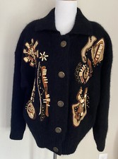 vintage I.B. Diffusion Mohair Acrylic Southwestern Fuzzy Cardigan Sweater Sz M