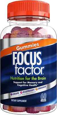 Focus Factor Nutrition for the Brain Grape Raspberry Orange, 60 Gummies Exp 5/25