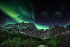 Landscape aurorae mountains skyscape night polar sky Custom Gaming Mat Desk