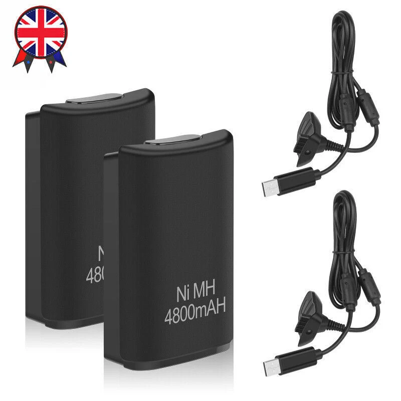 2X 4800mAh Battery Pack Charger Cable For Microsoft XBox 360