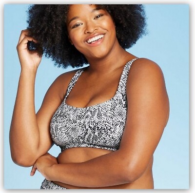 Junior Plus Size 18W Black & white Snake print Bikini Swim TOP ONLY Xhilaration