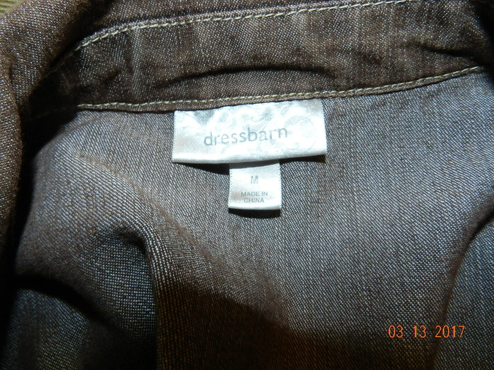 Chaqueta Blazer Dressbarn Marrón Denim Mezcla Algodón Manga Larga M Usada en Excelente Condición Foto 4 de 4