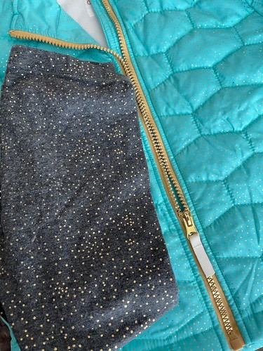 4T Cat & Jack teal and gold jacket leggings and LOVE shirt outfit - Picture 6 of 11