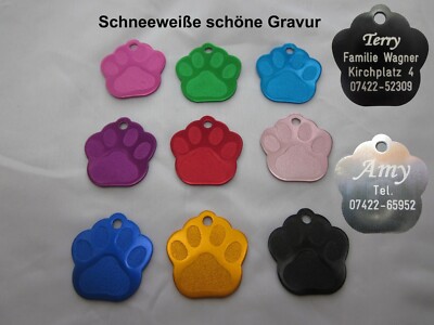 !! 2 STÜCK !! HUNDEMARKE HUNDEMARKEN PFOTE klein Anhänger mit Wunsch Lasergravur