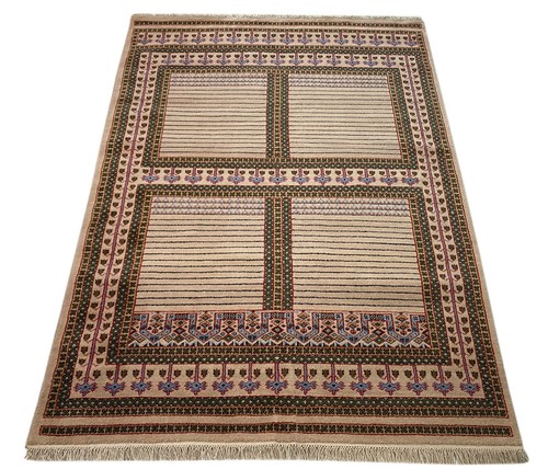 Orientteppich Teppich 100% Wolle Beige Handgeknüpft Kashan 158x220 cm - Bild 1 von 9