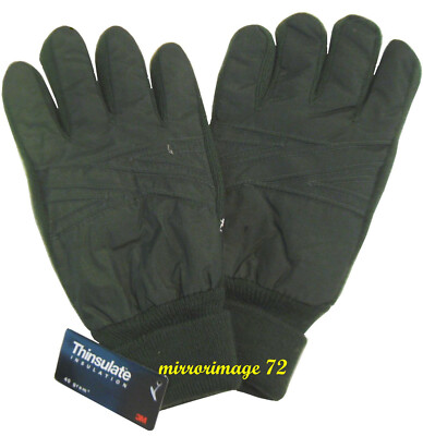 Mens 3M Dark Green Thinsulate Insulation 40 Gram Winter Gloves, Size M/L 