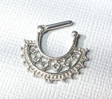 1pc 100% SURGICAL STEEL Wide Fan Clicker Pierced Nose Ring 14g 16g