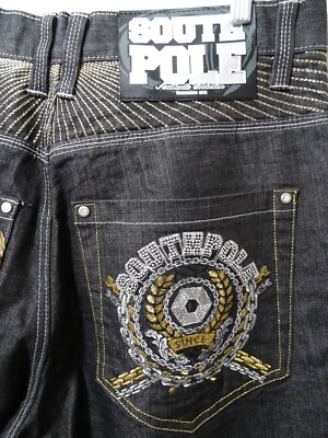 Vintage Southpole Baggy Jeans 36x32 90s Y2K Embroidered Grunge Hip