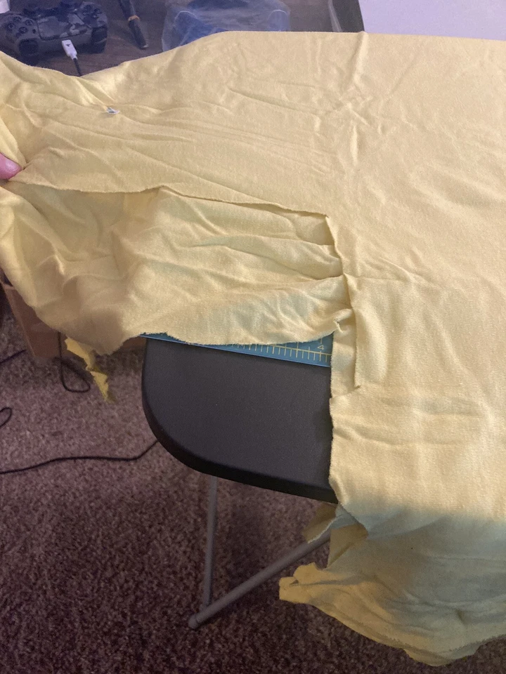 Odd Cut Piece Of Pale Yellow Knit Fabric From An Estate Sale, About 3/4 Yard - Image 2 of 3