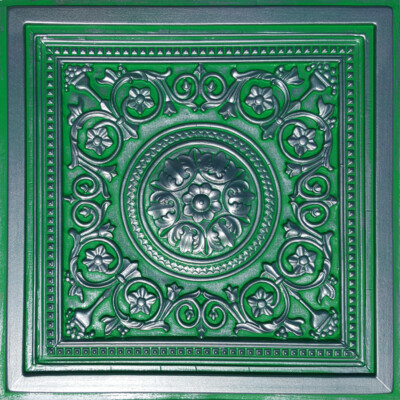 Grid System, Pop In, 24'' x 24'', 3D, PVC Ceiling Tiles MAJESTY Emerald Silver