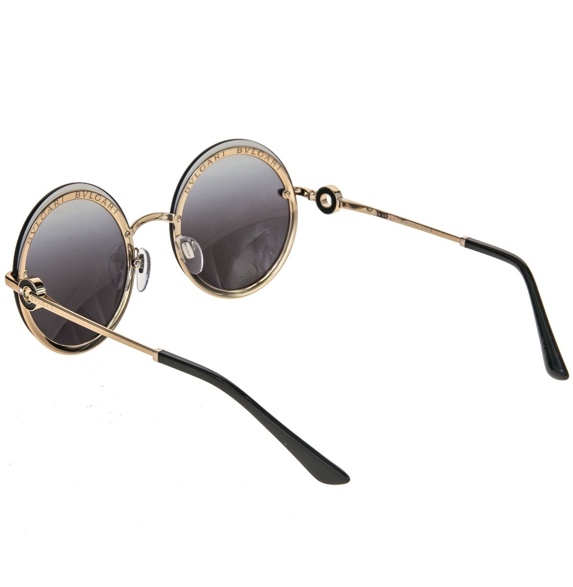 BVLGARI COIN Black Gradient Gold Jewel Strass Logo Round