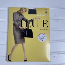 HUE Pantyhose Size 3, Black Control top Tull Dot  NEW #6024