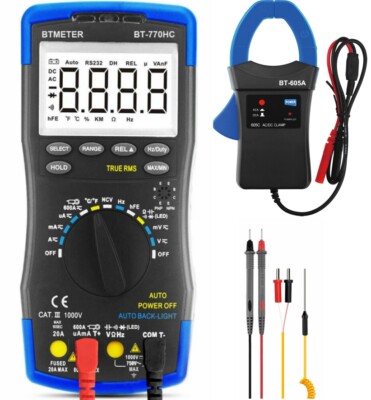 Profi Digital Multimeter 20A Auto-Range Kapazität+600A Klemmstrom-Ampere-Adapter