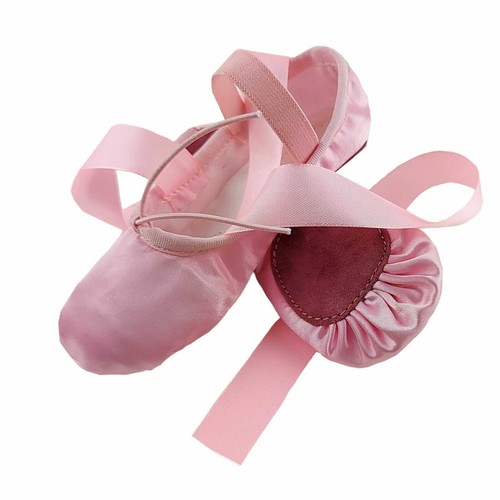 Ballet Shoes with ribbons Satin Ballet Dance shoes Split sole kids Adults Sizes - Picture 19 of 34