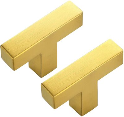 5 Pack Gold Square Bar Cabinet Knobs 2 Inch Square Cabinet Handles Brushed Br...