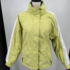 Serac Womens Ski Snowboard Jacket Green White Full Zip Hook Loop Pockets Lined M