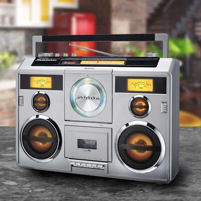 Ghetto Blaster Stereo Boombox Bluetooth/CD/AM-FM Radio/Cassette vintage style