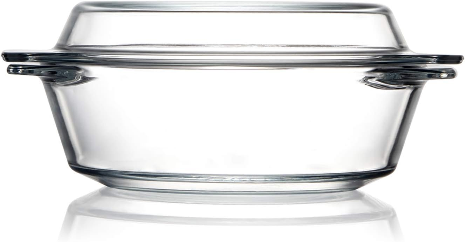 Clear Glass Casserole Dish with Lid – Microwave & Oven Safe Bakeware