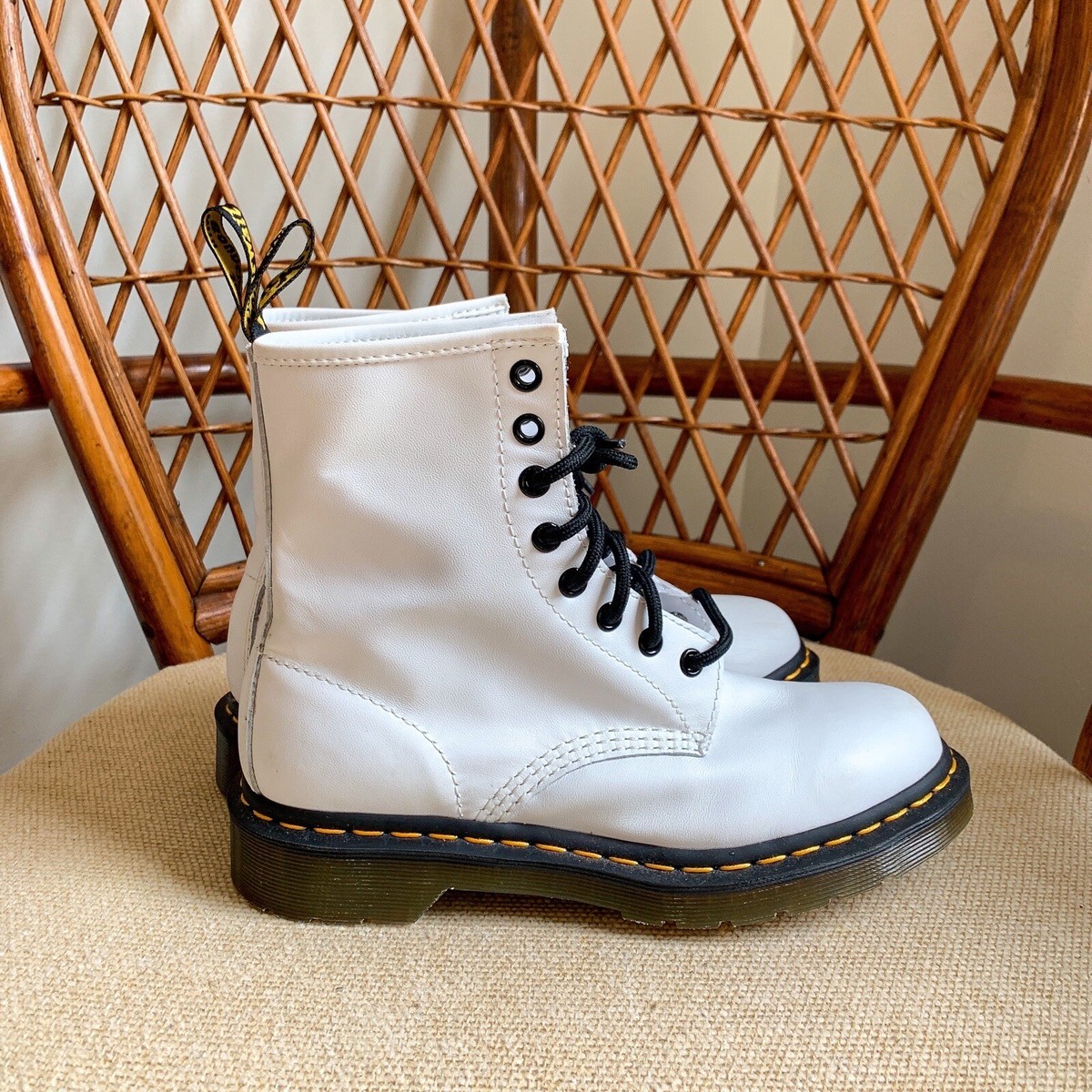 NWT DR DOC MARTENS 1460 Bex White Patent Leather  Boots M9 W10.5 / 11 1460 White Patent Leather Boots – Posers Hollywood main image 2