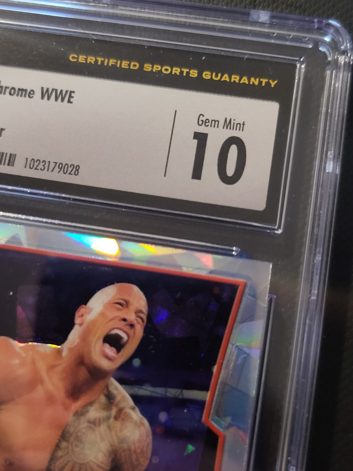 The Rock 2014 WWE Topps Chrome Atomic Refractor CSG Gem Mint 10 Wrestling Slab