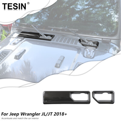 Front Wiper Base Panel Cover Decoration For Jeep Wrangler JL JT 18+ Carbon Fiber