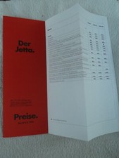 VW  Preisliste  1982 Prospekt  VW  JETTA
