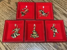 Lot Of 5 - Assorted Camerlane Christmas Ornaments 24 kt Gold Finish