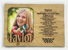 TAYLOR (GIRL) Personalized Name Profile Laser Engraved Wood Picture Frame Magnet