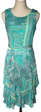 Robbie Bee Women's Party Dress Size 6 Tiered Sleeveless Scoop Neck Teal Shades