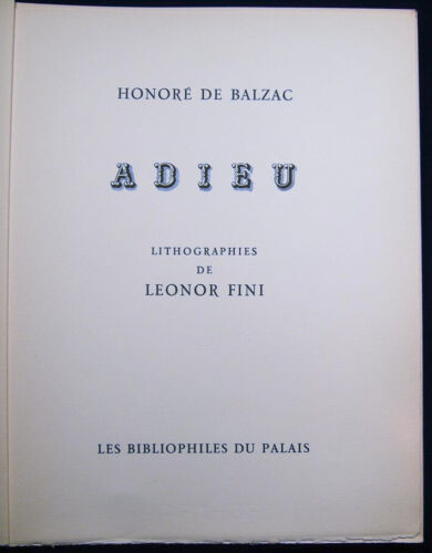 1965 BALZAC ADIEU LEONOR FINI ILLUSTRATED LIMITED EDITION - Picture 1 of 9