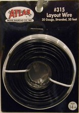 NEW HO/N Atlas 315 20 Gauge Stranded Layout Wire 50 Ft Roll Black
