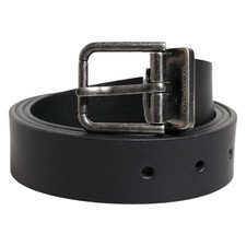 DOLCE & GABBANA Belt Men Black Classic Leather Metal Buckle 90cm / 36in 420usd