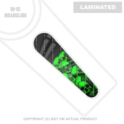 Laminated Gas Tank Dash Decal For Harley Road Glide 10-16 HALF SKULL PILE GREEN