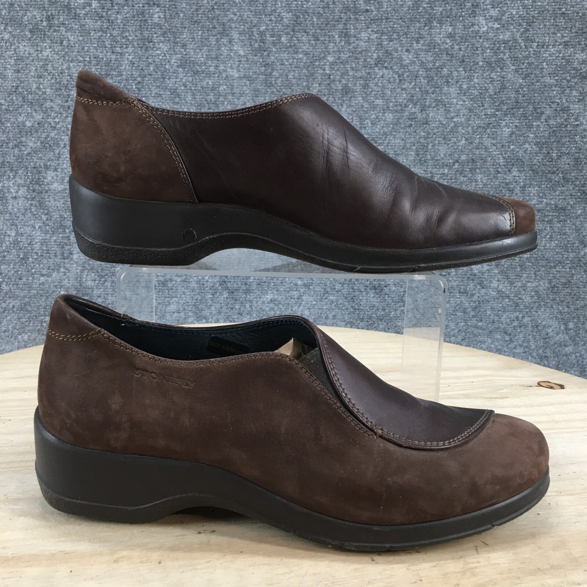 Stonefly Shoes Womens 8 Slip On Loafers Brown Leather Round  display picture 1