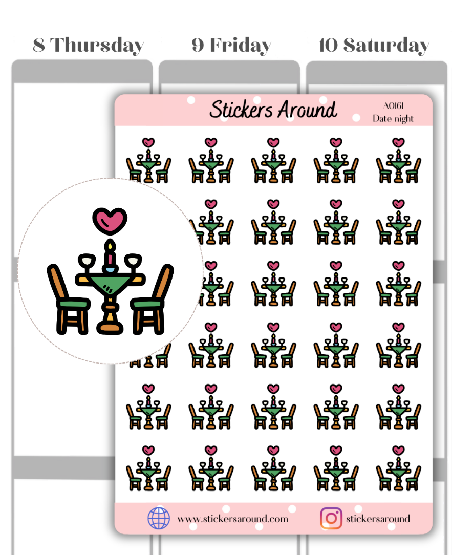 Date Night Icon Planner Sticker, Dinner Date Planner Sticker, Calendar Sticker