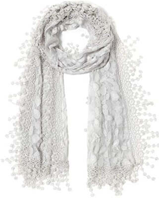 CLEVER COMBRE SCARF W /LACEAPPLIQUE  WITH MANY COLOURS-WOMEN
